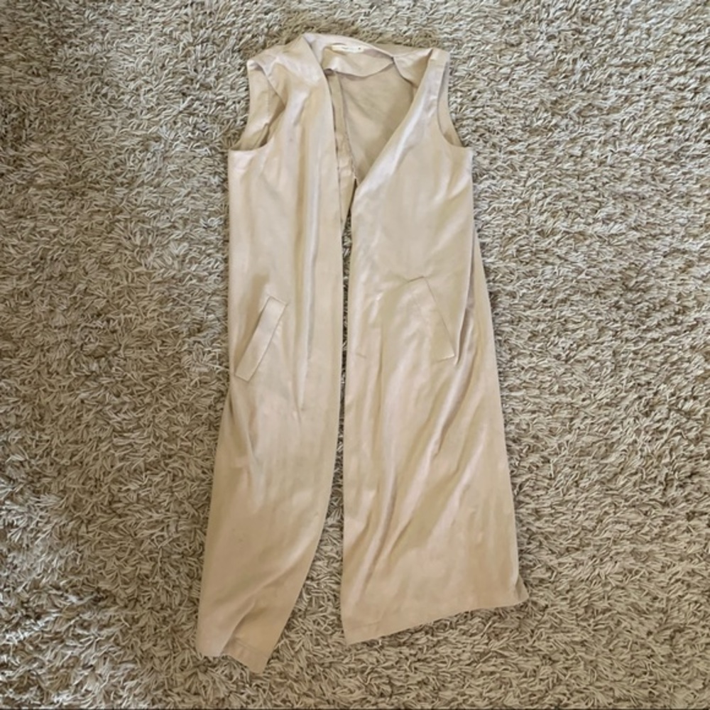 Hazel suede vest with unique open back design • medium